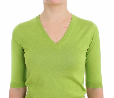 Shop Dolce & Gabbana Green Wool V-neck Pullover Sweater Women's Top