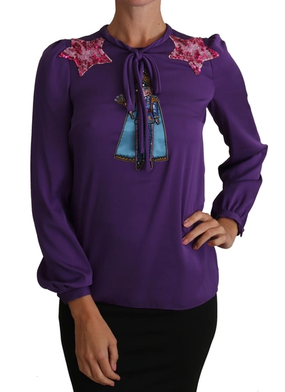 Shop Dolce & Gabbana Purple Blouse Prince  Fairy Tale Embellished  Women's Top