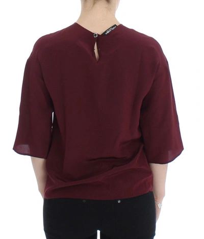 Shop Dolce & Gabbana Red 3/4 Sleeve Silk Women's Blouse