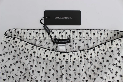 Shop Dolce & Gabbana White Black Floral Lace Silk Sleepwear Women's Shorts In Black/white