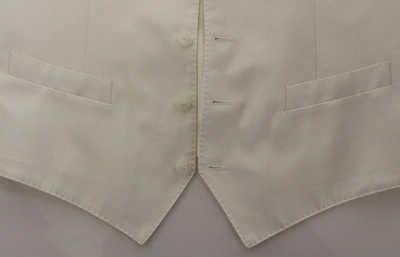 Shop Dolce & Gabbana White Cotton Silk Blend Dress Vest Men's Blazer