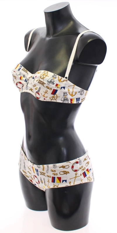 Shop Dolce & Gabbana White Sailor Bra Panty Stretch Women's Underwear
