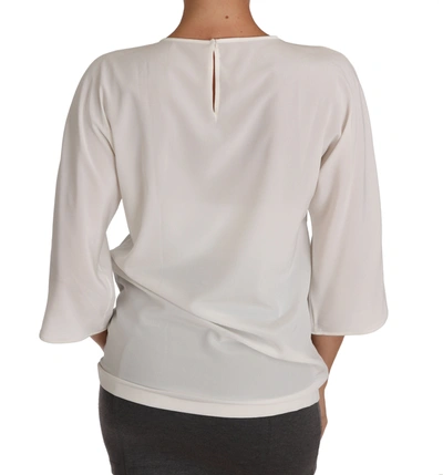 Shop Dolce & Gabbana White Silk #dgfamily Crystal Women's T-shirt