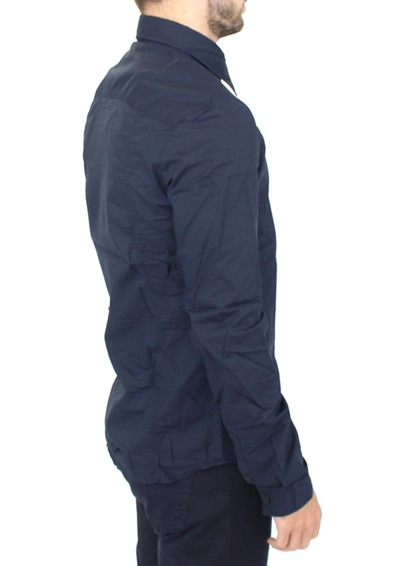 Shop Ermanno Scervino Blue Cotton Casual Long Sleeve Shirt Men's Top
