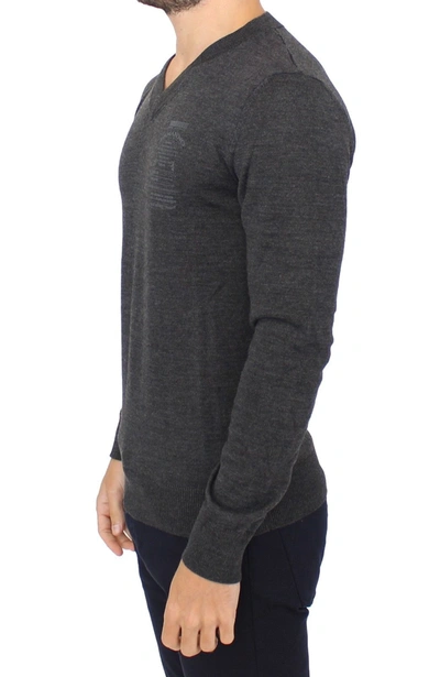 Shop Ermanno Scervino Gray Wool Blend V-neck Pullover Men's Sweater