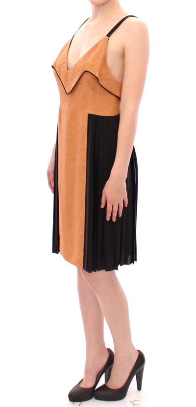 Filos Bronze Silk Sleeveless Above Sheath Dress In Multicolor