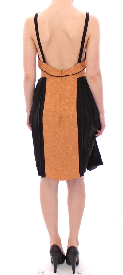 Filos Bronze Silk Sleeveless Above Sheath Dress In Multicolor
