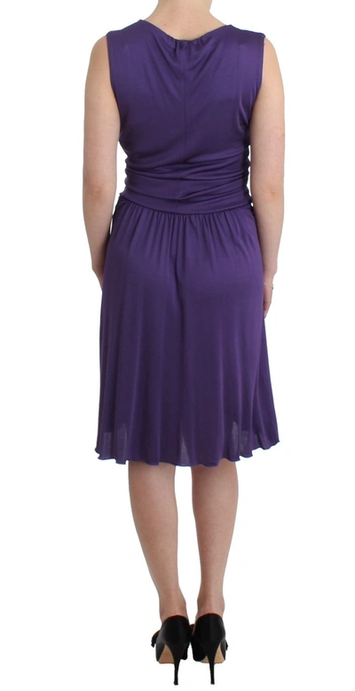 Shop John Galliano Elegant Purple Knee-length Jersey Women's Dress