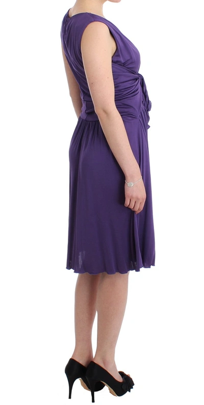 Shop John Galliano Elegant Purple Knee-length Jersey Women's Dress
