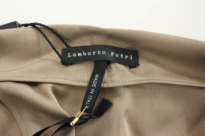 Shop Lamberto Petri Brown Draped Silk Sheath Shift Coctail Women's Dress