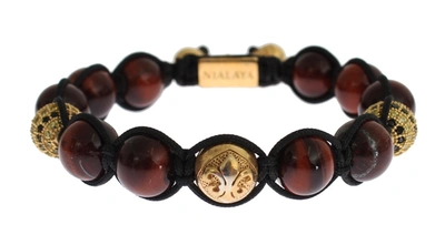 Shop Nialaya Radiant Red Tiger Eye & Cz Gold Women's Bracelet