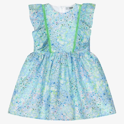 Shop Dr Kid Girls Blue Floral Cotton Dress