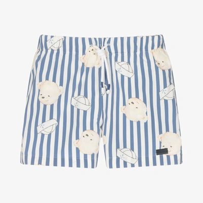Shop Patachou Boys Blue Stripe Sailor Bear Swim Shorts