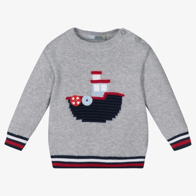 Shop Dr Kid Boys Grey Cotton Knitted Sweater