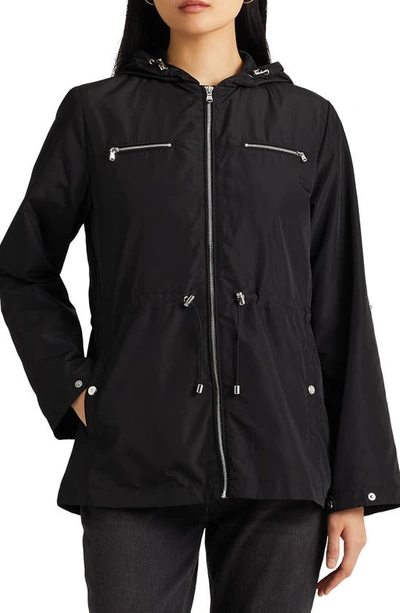 Shop Lauren Ralph Lauren Packable Hooded Raincoat In Black