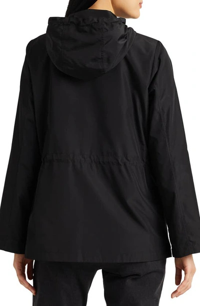 Shop Lauren Ralph Lauren Packable Hooded Raincoat In Black