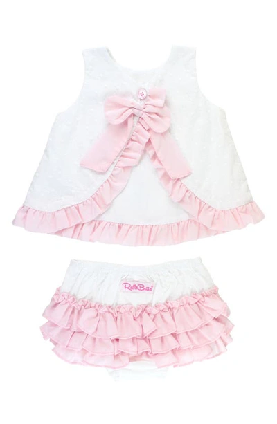 Rufflebutts Swiss Dot Swing Top & Bloomers In White