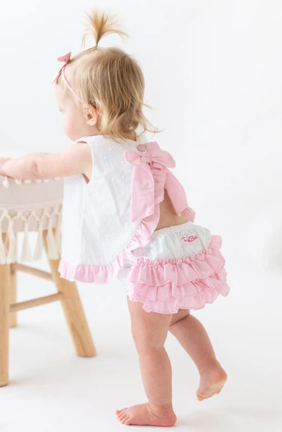 Rufflebutts Swiss Dot Swing Top & Bloomers In White