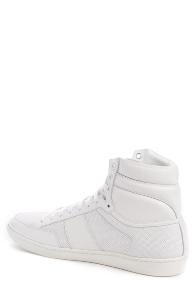 Shop Saint Laurent Sl/10h Signature Court Classic High Top Sneaker In Optic White