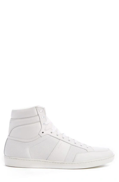 Shop Saint Laurent Sl/10h Signature Court Classic High Top Sneaker In Optic White