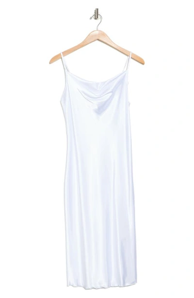 Shop Bebe Satin Cowl Neck Midi Dress In White