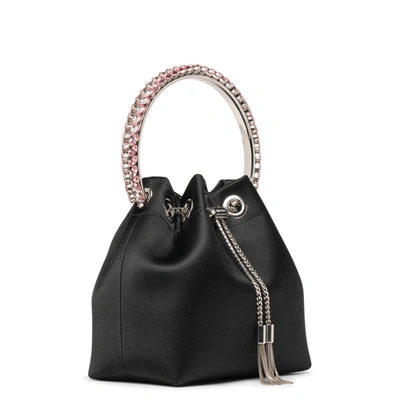 Shop Jimmy Choo Bon Bon Black Satin Crystal Bag