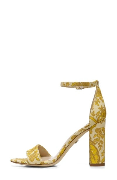 Shop Sam Edelman Yaro Ankle Strap Sandal In Yellow Fabric