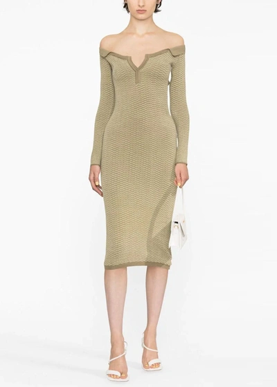 Shop Jacquemus Green 'la Robe Maille Pampero' Dress In Multi-green
