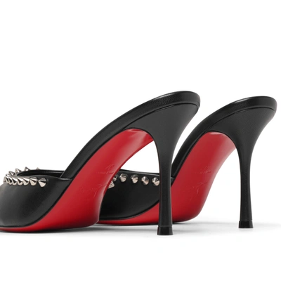 Shop Christian Louboutin Me Dolly 85 Black Leather Spikes Mules