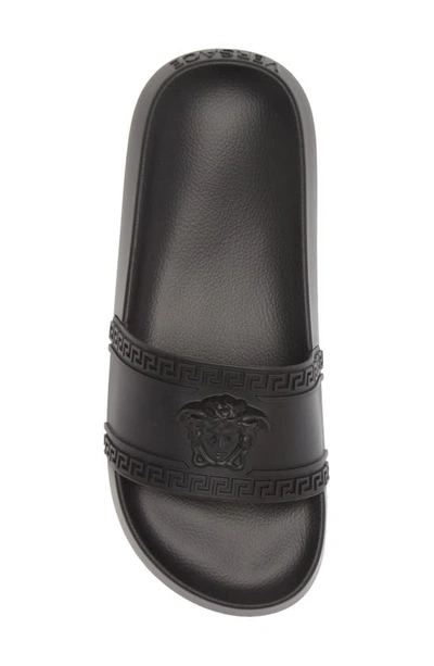 Versace Medusa Front Round Toe Flat Slides In Black