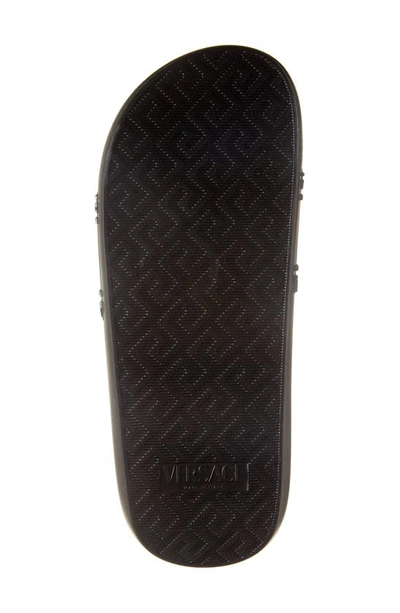 Versace Medusa Front Round Toe Flat Slides In Black