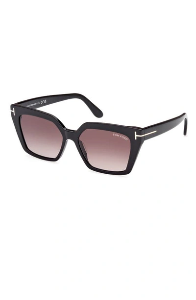 Shop Tom Ford Winona 53mm Gradient Cat Eye Sunglasses In Shiny Black / Gradient Rose