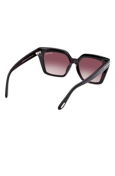 Shop Tom Ford Winona 53mm Gradient Cat Eye Sunglasses In Shiny Black / Gradient Rose