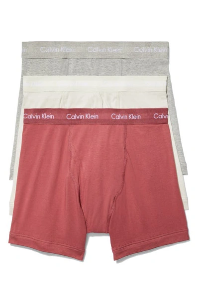 Shop Calvin Klein 3-pack Stretch Cotton Boxer Briefs In Ccw B10 Grey He