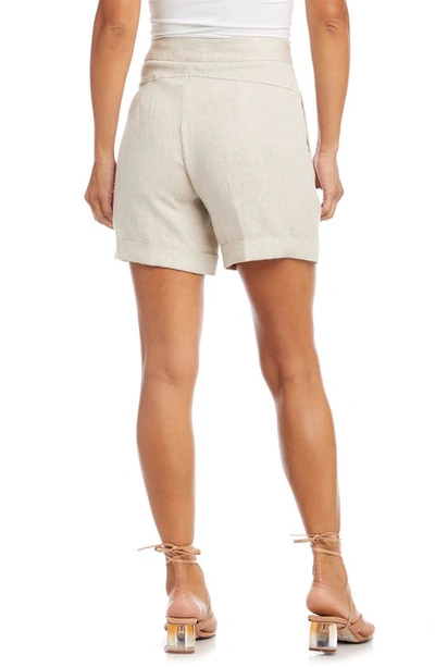 Karen Kane Pleated High Waist Linen Shorts In Oatmeal