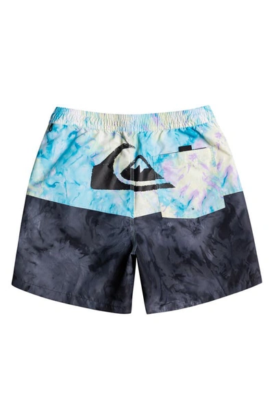 Shop Quiksilver Kids' Logo Volley Recycled Polyester Swim Shorts In Black