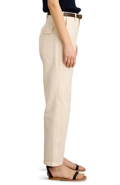 Shop Alex Mill Neil Herringbone High Waist Straight Leg Utility Pants In Ecru