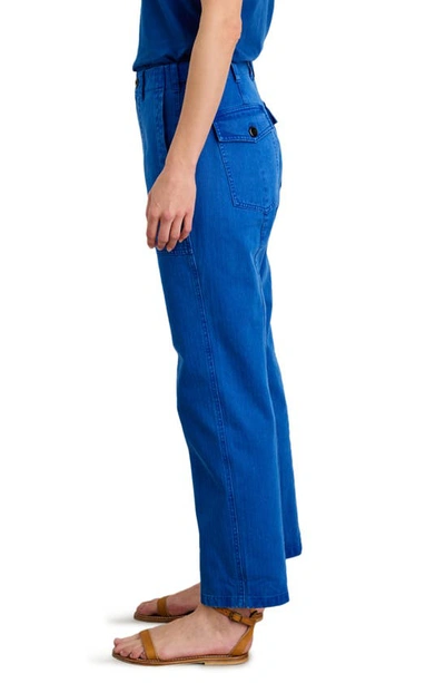 Shop Alex Mill Neil Herringbone High Waist Straight Leg Utility Pants In Nautical Blue