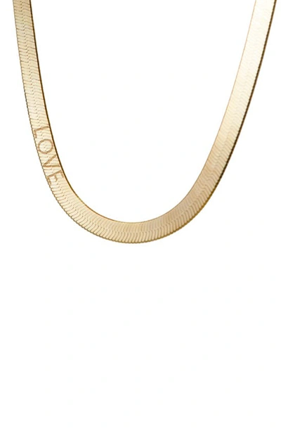 Shop Argento Vivo Sterling Silver Love Herringbone Chain Necklace In Gold