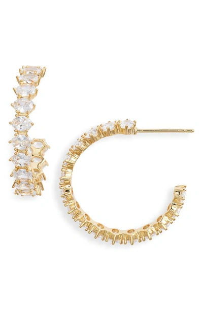 Kendra Scott Cailin Cubic Zirconia Hoop Earrings In Gold Metal White