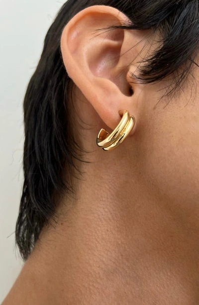 Shop Jennifer Zeuner Ingrid Hoop Earrings In Yellow Gold Plated