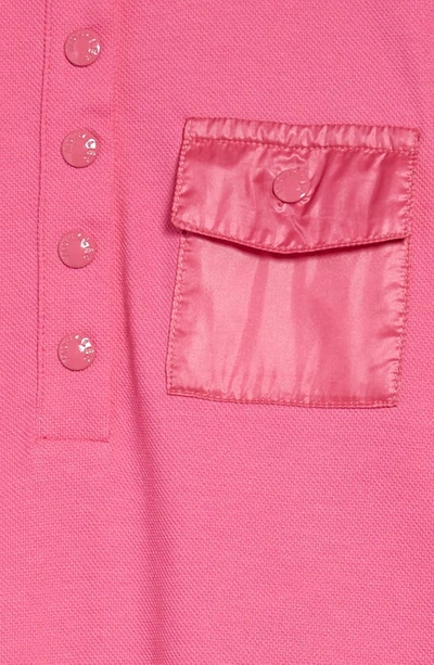 Shop Moncler Kids' Long Sleeve Pocket Polo Dress In Pink