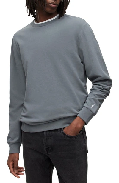 Shop Allsaints Haste Cotton Sweatshirt In Metallic Grey