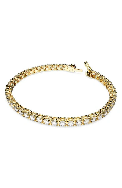 Shop Swarovski Re Matrix Tennis Bracelet In Gold