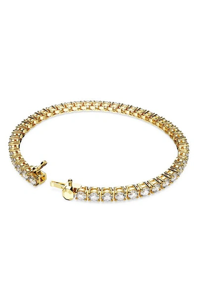 Shop Swarovski Re Matrix Tennis Bracelet In Gold