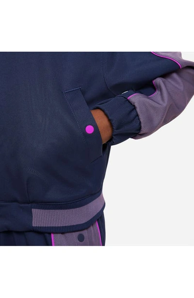 Shop Nike Kids' Lebron James Dri-fit Oversize Track Jacket In Midnight Navy/ Purple