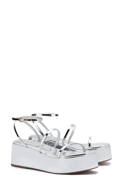 Shop Larroude Gio Platform Sandal In Silver