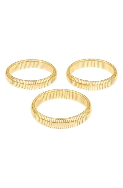 Shop Ettika Set Of 3 Stretch Cuffs In Gold