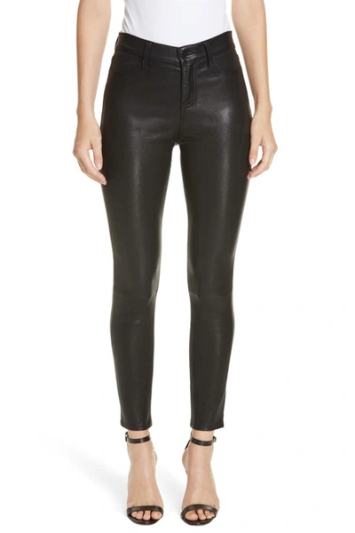 Shop L Agence Adelaide Skinny Leather Pant In Noir In Black