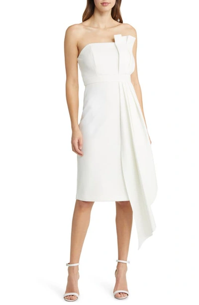 Shop Eliza J Strapless Scuba Crepe Cocktail Dress In Ivory